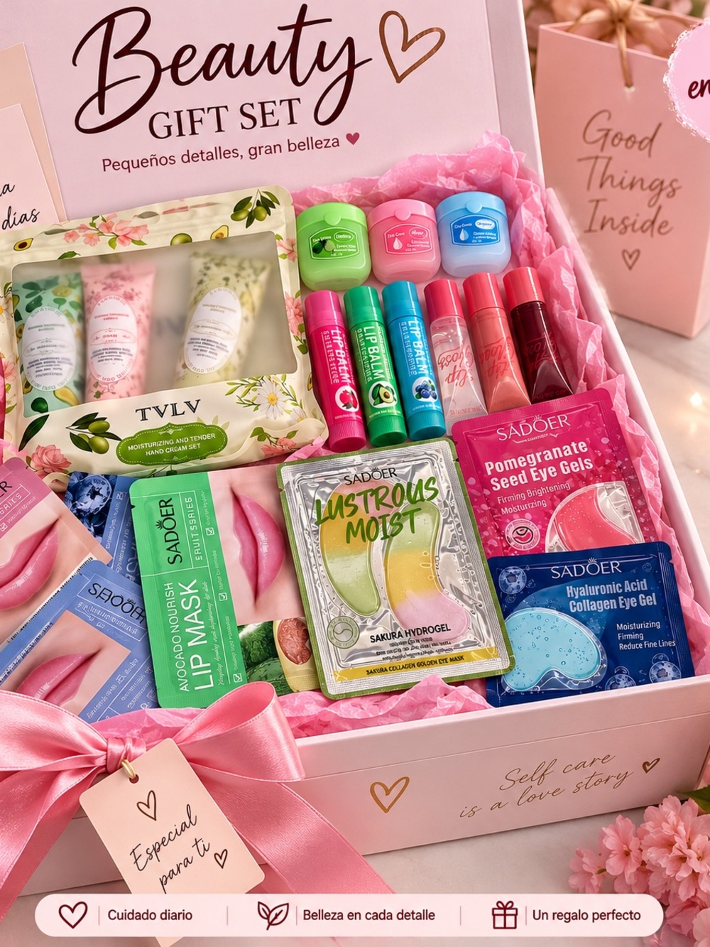 Hydrating Lip Balm & Gloss Trio in Pink